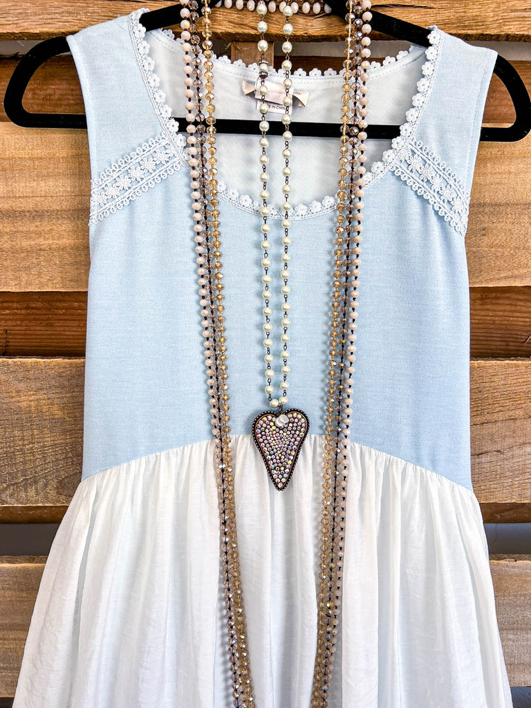 Raining Spring Dress - Blue/White