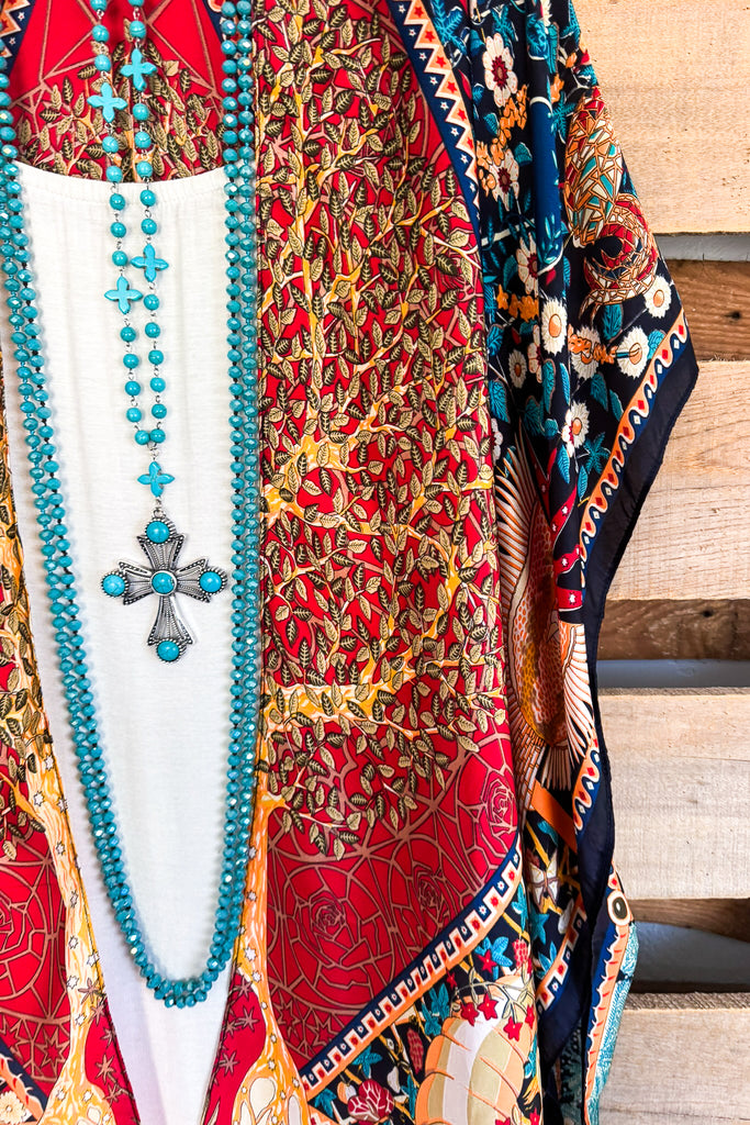 Ample Beauty Kimono - Blue Orange