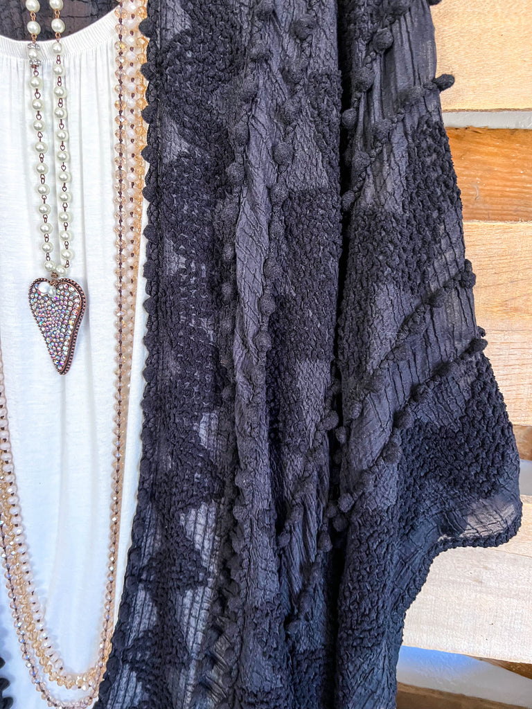 Boho Vibes Oversized Kimono - Black