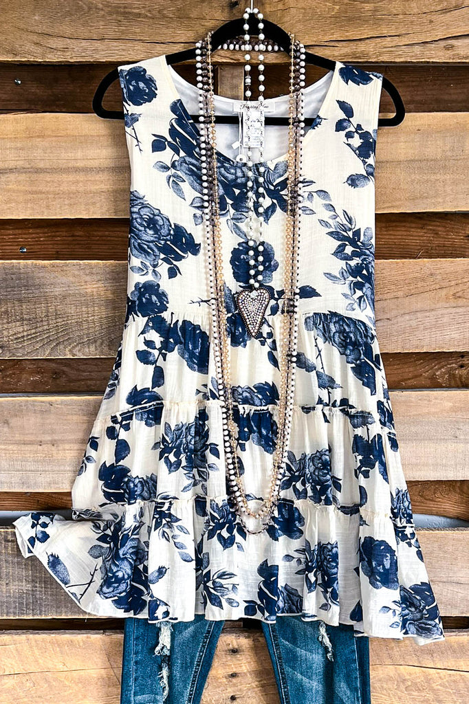 Painted Rose Tunic - Beige - SALE