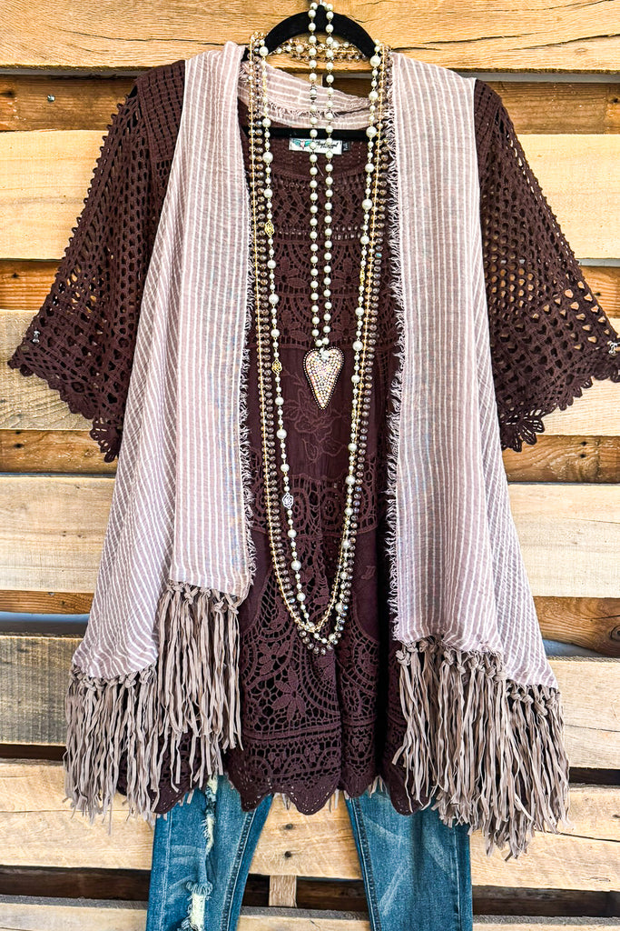 AHB EXCLUSIVE: If I Could Fringe Vest - Mauve -100% COTTON