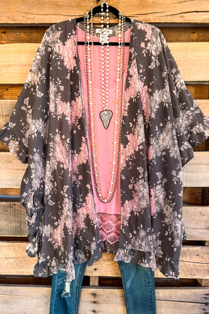 Everything Is Alright Oversized Kimono - Gray