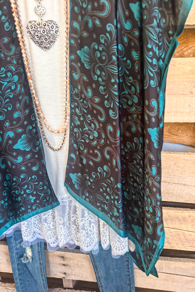 High Point Paisley Kimono - Teal