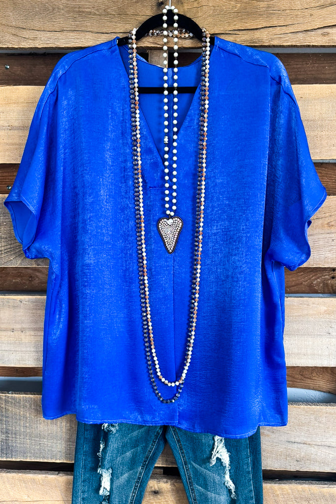 Shine With Passion Oversized Top - Blue