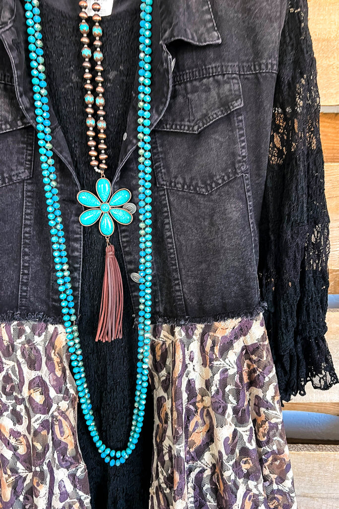 AHB EXCLUSIVE: All The While Vest/Duster - Black/Leopard - 100% COTTON