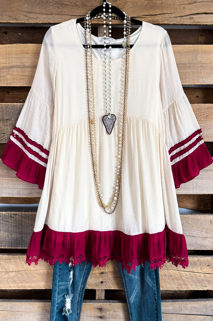 Totally Trendy Pleated Tunic - Burgundy