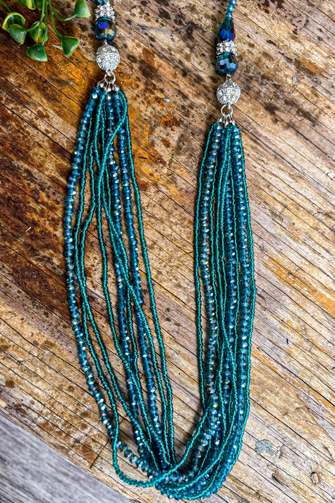 Crystal Chandelier Necklace - Turquoise