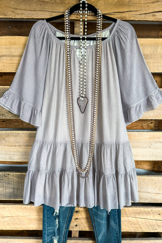 Rare Beauty Tunic - Light Grey .