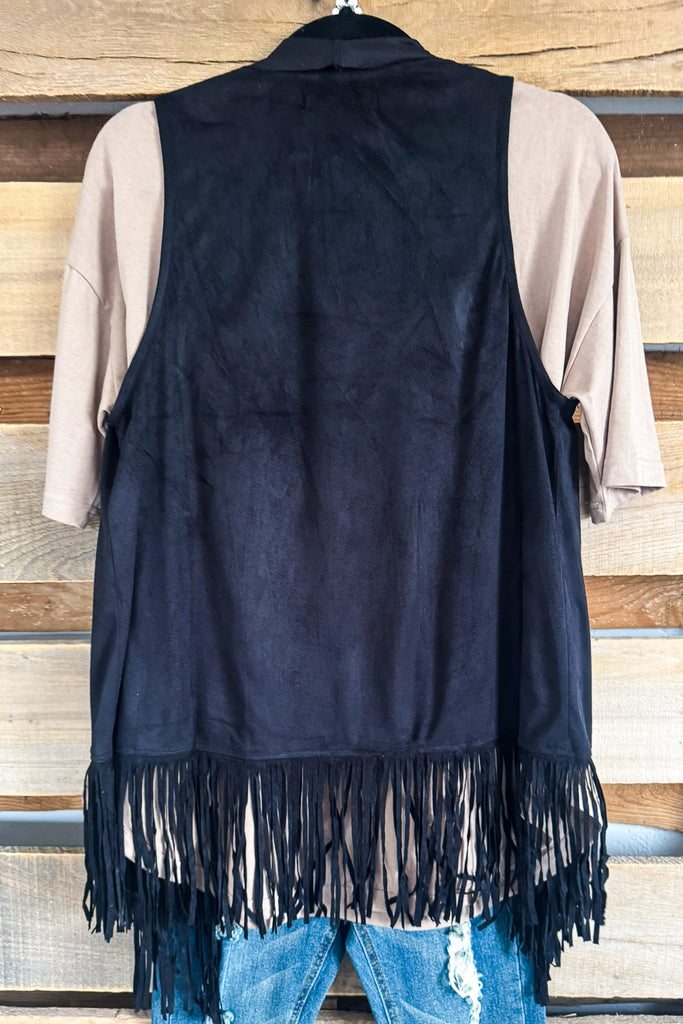 The Perfect Outlook Fringe Vest - Black - 100% COTTON