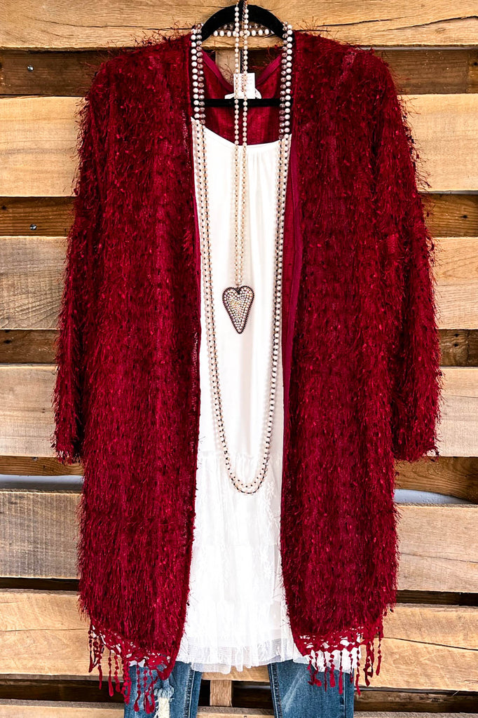 AHB EXCLUSIVE: When In Love Cardigan - Burgundy - SALE
