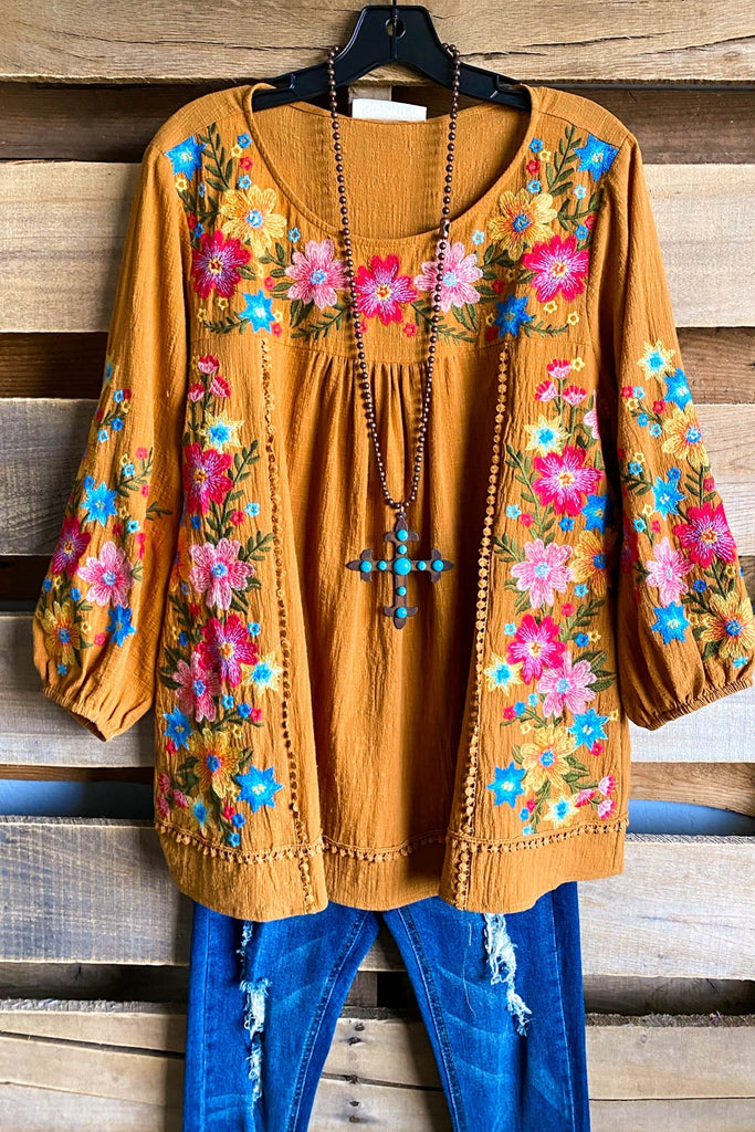 AHB EXCLUSIVE: Rest Your Love On Me Blouse - Marigold - 100% COTTON - SALE