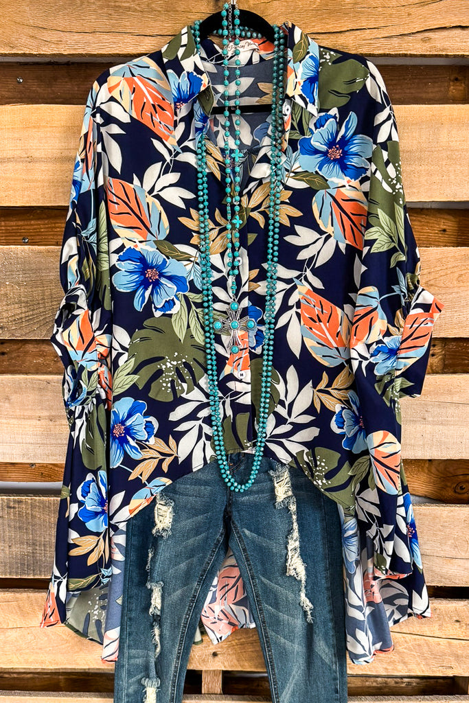 Resort Ready Oversized Tunic - Navy