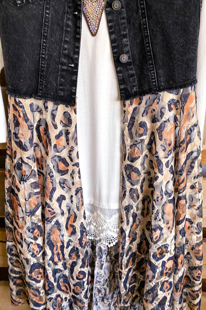 AHB EXCLUSIVE: All The While Vest/Duster - Black/Leopard - 100% COTTON