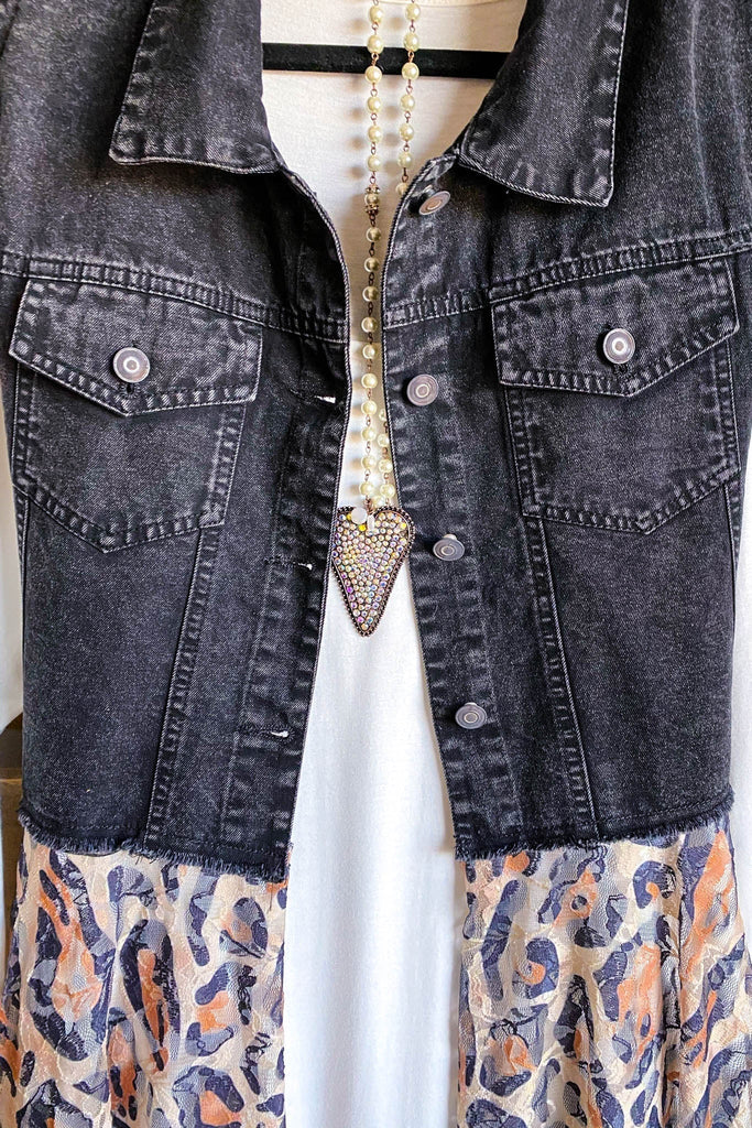 AHB EXCLUSIVE: All The While Vest/Duster - Black/Leopard - 100% COTTON