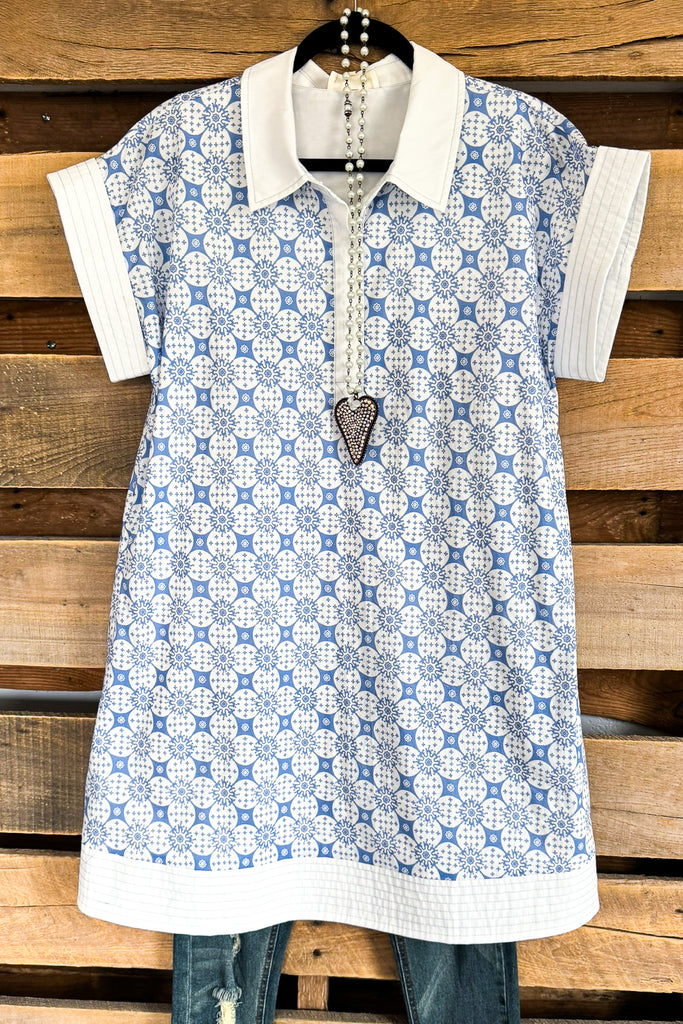 Pretty In Petals Dress - Chambray - 100% COTTON (S-M-L)