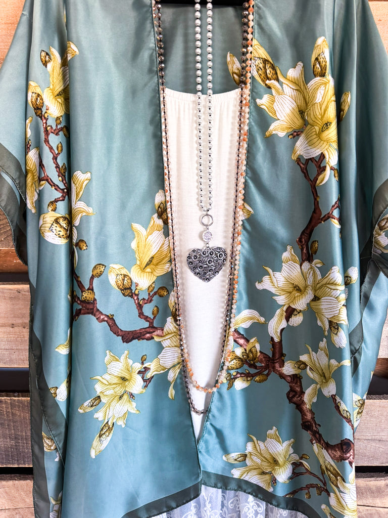 Frosted Secrets Kimono - Sage