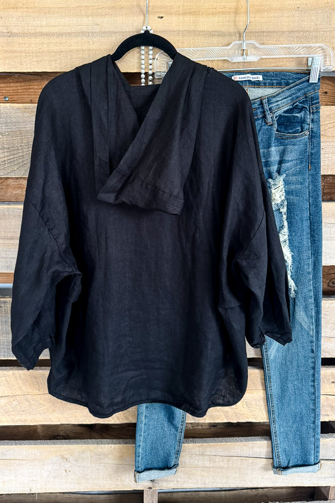 Effortless Journey Shacket - Black - 100% LINEN