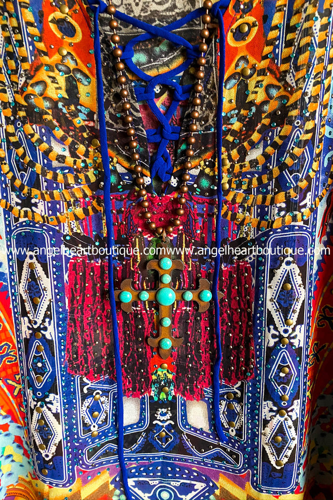 AHB EXCLUSIVE: Flower Child Oversized Sheer Tunic/Kaftan - Red Mix