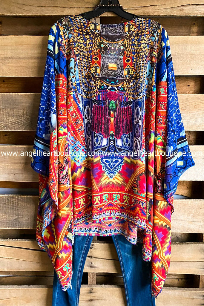 AHB EXCLUSIVE: Flower Child Oversized Sheer Tunic/Kaftan - Red Mix