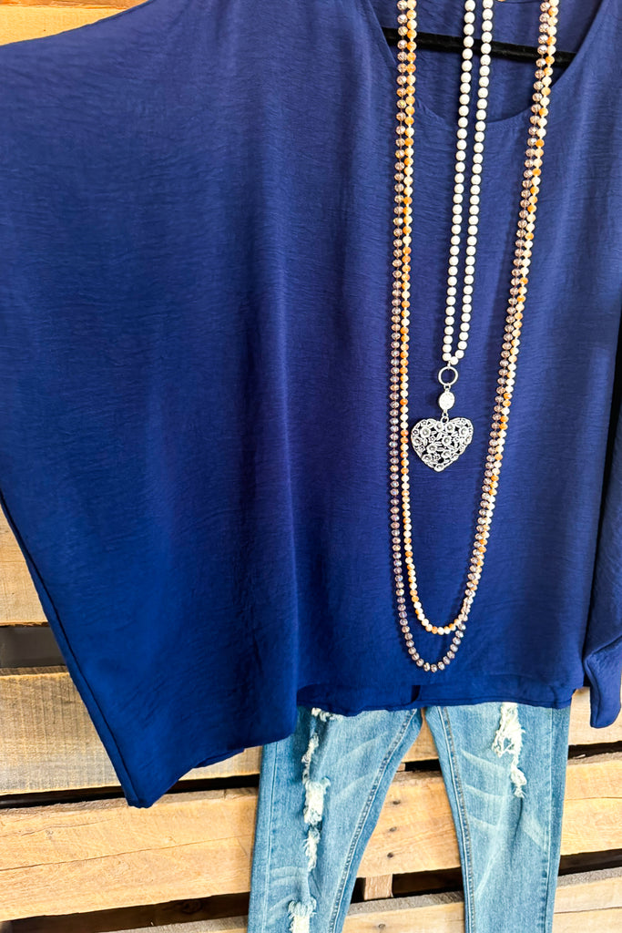 Casual Impressions Oversized Top - Navy