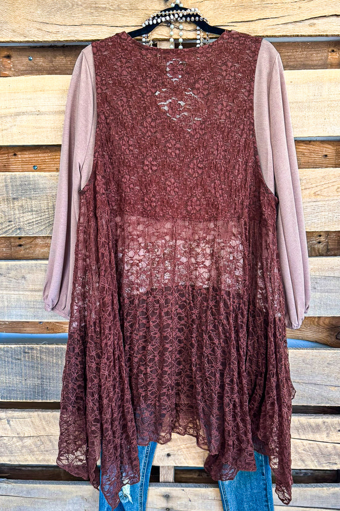 Run To Me Lace Vest - Brown .