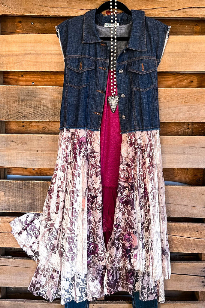 AHB EXCLUSIVE: All The While Vest - Denim/Rose - 100% COTTON
