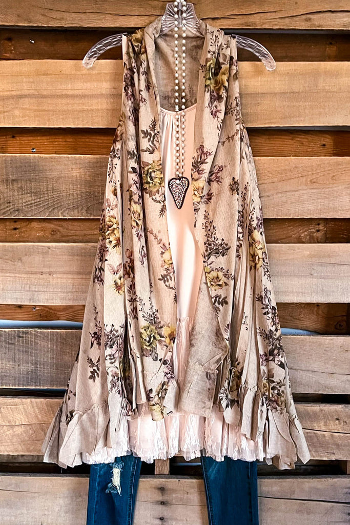 AHB EXCLUSIVE: Counting The Stars Vest - Taupe/Yellow/Floral