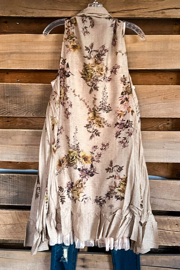 AHB EXCLUSIVE: Counting The Stars Vest - Taupe/Yellow/Floral