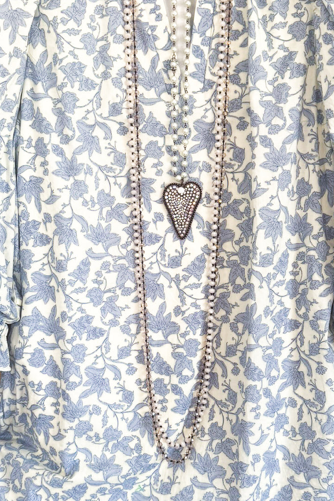 Between The Vines Dress - Lt. Blue - 100% COTTON - SALE