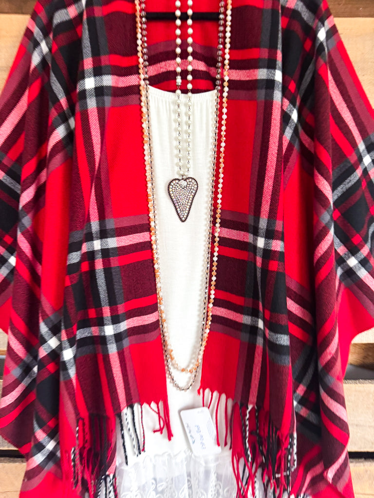 Simple Secrets Poncho - Red