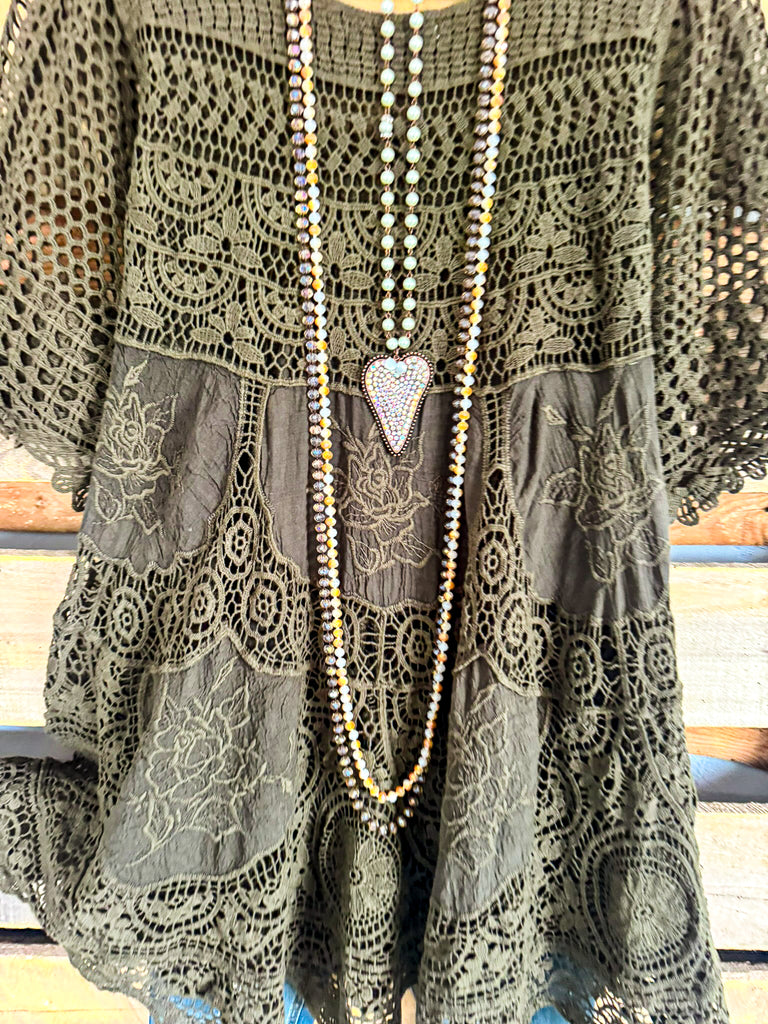 AHB EXCLUSIVE: Delightful Details Cotton Top - Olive - 100% COTTON