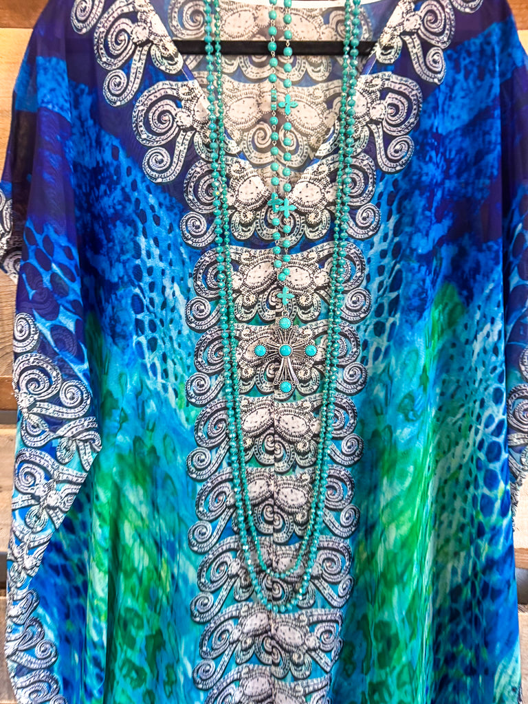 After Glow Sheer Beach Cover Up- Blue