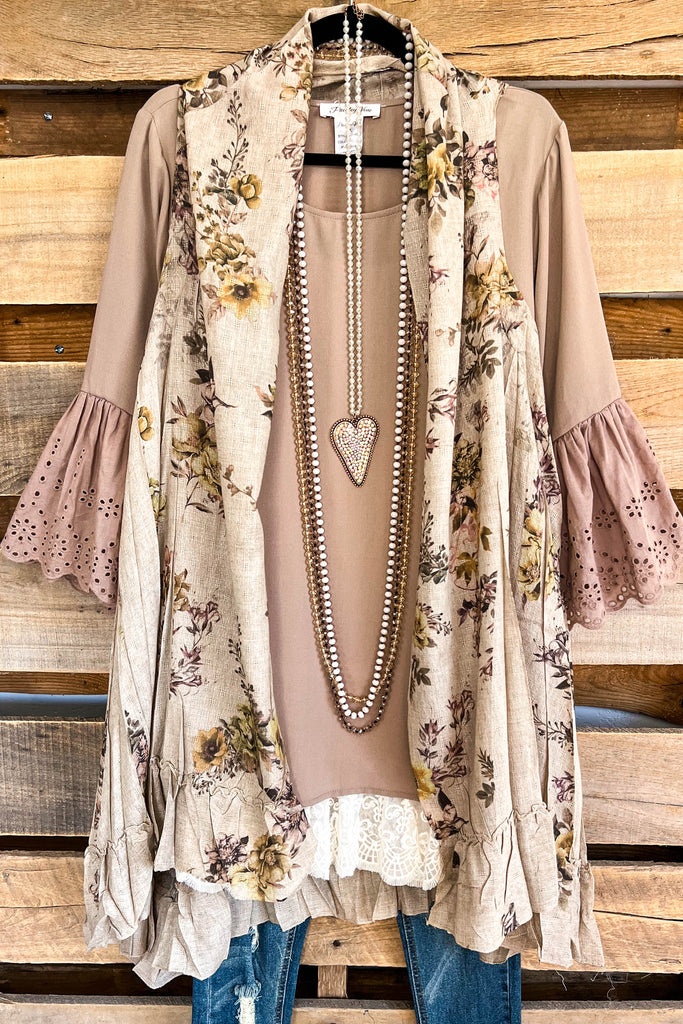 AHB EXCLUSIVE: Counting The Stars Vest - Taupe/Yellow/Floral