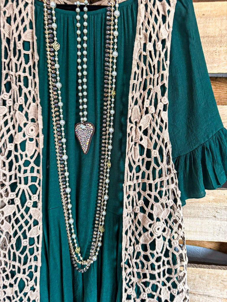 Floral Enough Crochet Vest - Mocha - 100% COTTON