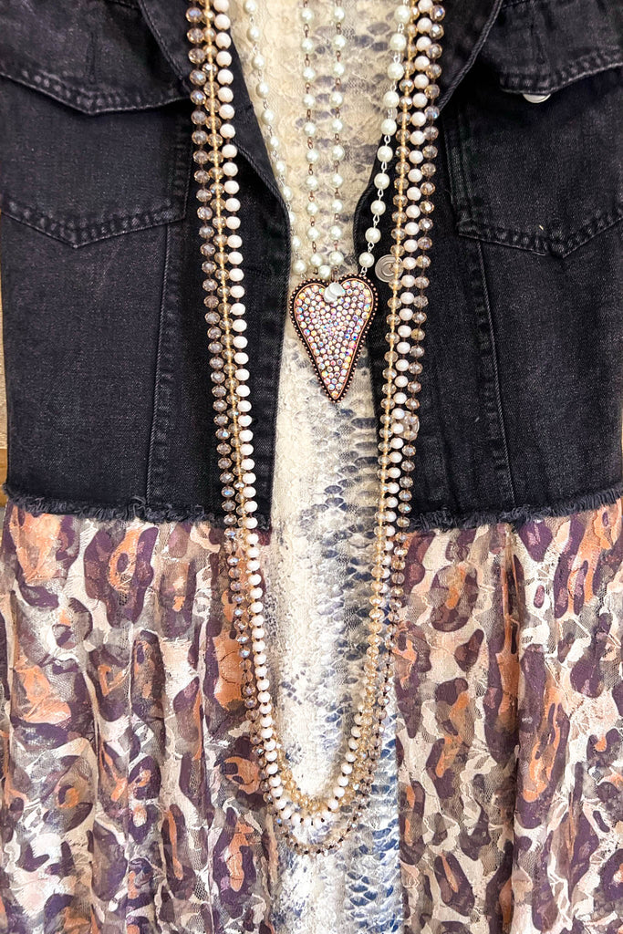 AHB EXCLUSIVE: All The While Vest/Duster - Black/Leopard - 100% COTTON