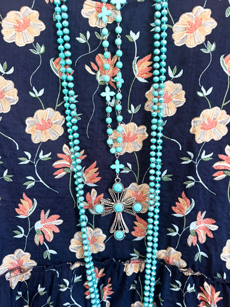 Sunlit Meadows Top - Navy - 100% COTTON