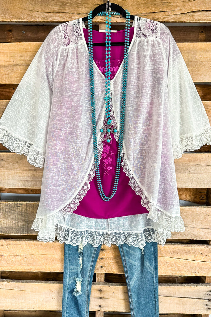 Lovely Lace Cardigan - White