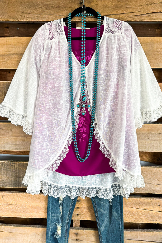 Lovely Lace Cardigan - White