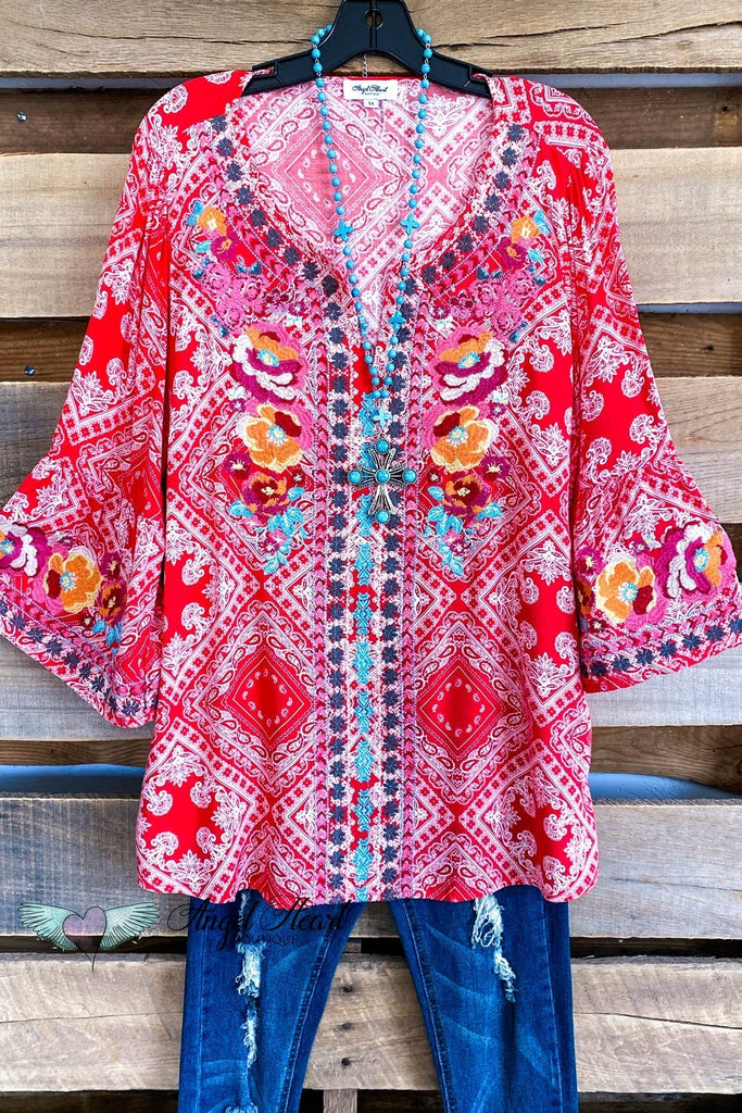 AHB EXCLUSIVE: Bandana Love Blouse - Red - SALE
