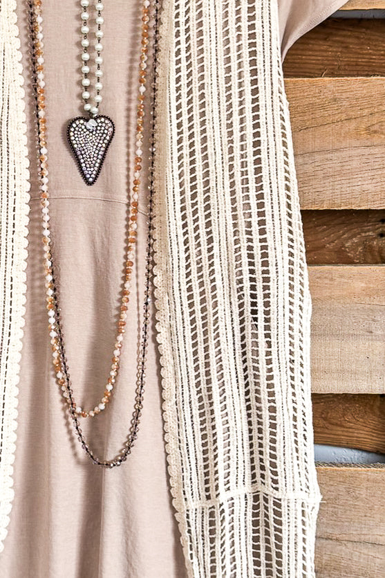 Delicate Touch Vest Cardigan - 100% Cotton - Beige