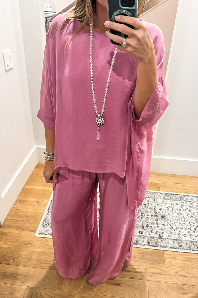 Milan Silk Blend Stretch Palazzo Pants - Made in Italy (Sold Separately)