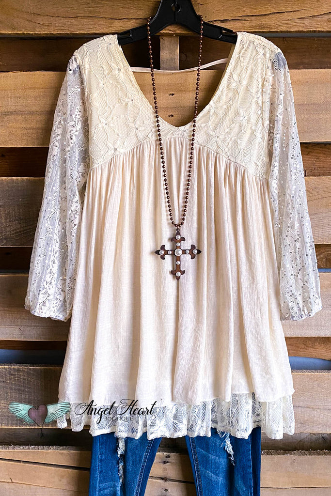 Fantasy Feels Lace Tunic - Beige - SALE