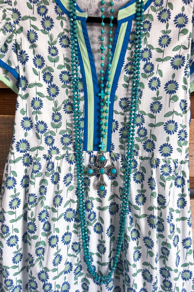 Sunflower Wonders Maxi Dress -Mint - 100% COTTON