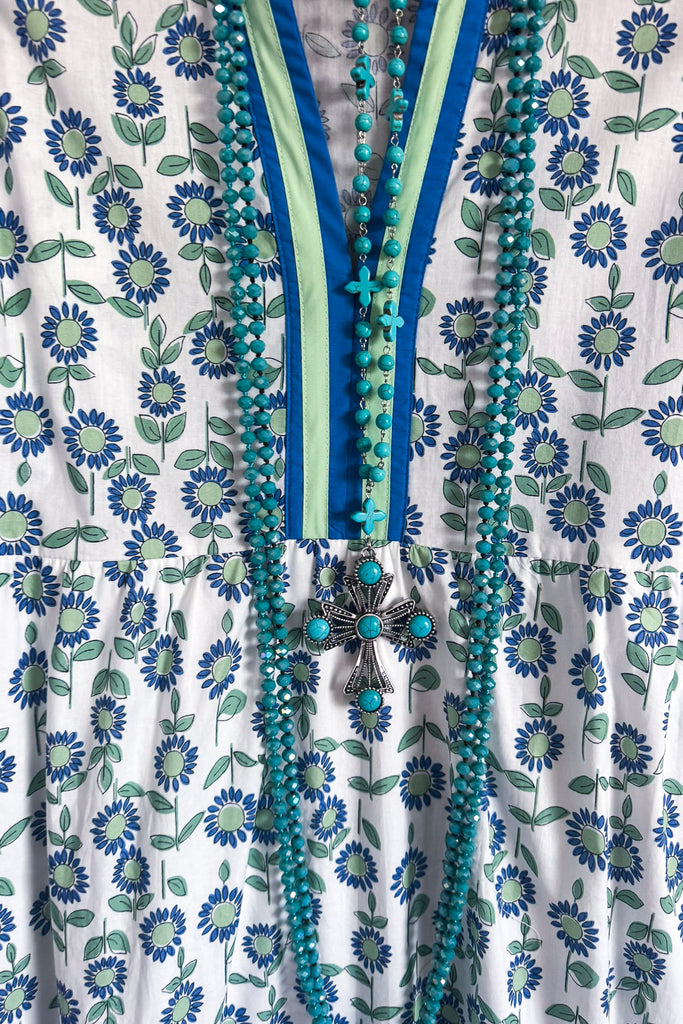 Sunflower Wonders Maxi Dress -Mint - 100% COTTON