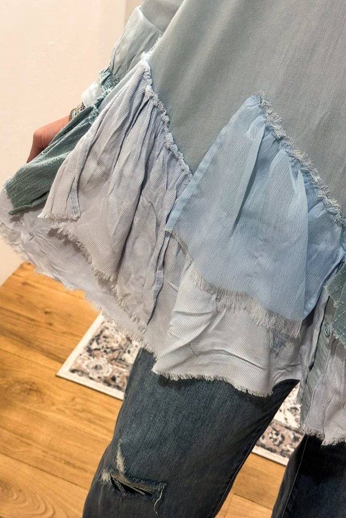 Oversized Kindly Spoken Top - Blue