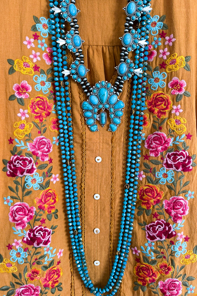 AHB EXCLUSIVE: Dearly Loved Embroidery Top - Mustard - 100% COTTON