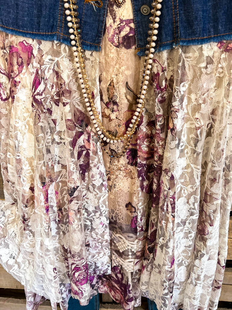 AHB EXCLUSIVE: All The While Vest - Denim/Rose - 100% COTTON