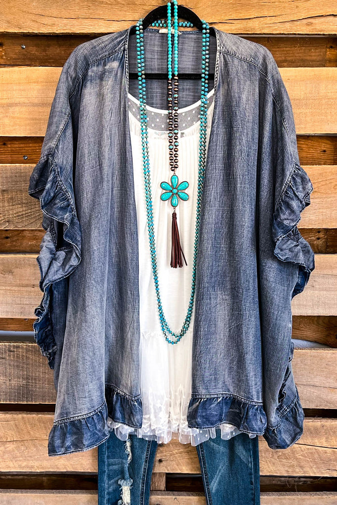Respected Ruffles Cardigan - Denim