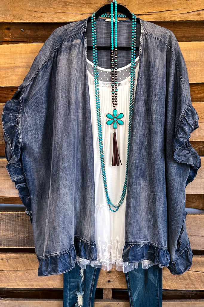 Respected Ruffles Cardigan - Denim