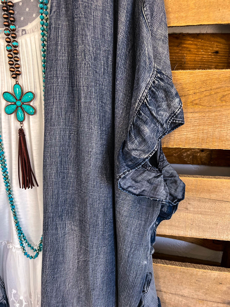 Respected Ruffles Cardigan - Denim